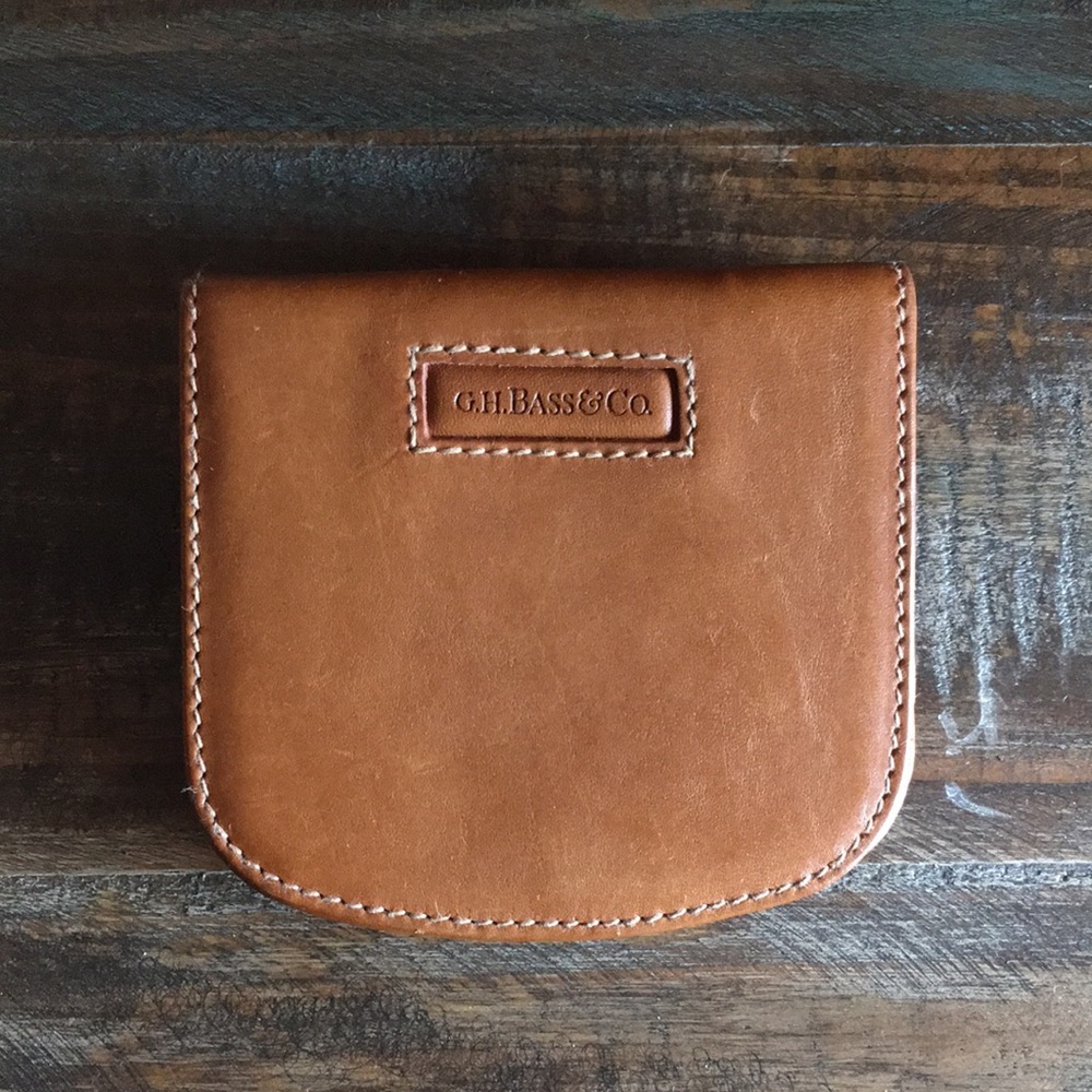 Sm brown leather houndstooth wallet GH BASS & CO